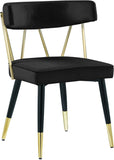 Rheingold Contemporary Dining Chair Set of 2 - Elegant Velvet Upholstery with Stylish Gold Accents