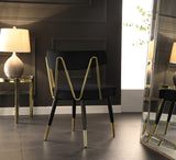 Rheingold Contemporary Dining Chair Set of 2 - Elegant Velvet Upholstery with Stylish Gold Accents