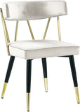 Rheingold Contemporary Dining Chair Set of 2 - Elegant Velvet Upholstery with Stylish Gold Accents