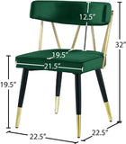 Rheingold Contemporary Dining Chair Set of 2 - Elegant Velvet Upholstery with Stylish Gold Accents