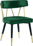 Rheingold Contemporary Dining Chair Set of 2 - Elegant Velvet Upholstery with Stylish Gold Accents