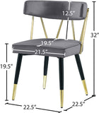 Rheingold Contemporary Dining Chair Set of 2 - Elegant Velvet Upholstery with Stylish Gold Accents