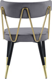 Rheingold Contemporary Dining Chair Set of 2 - Elegant Velvet Upholstery with Stylish Gold Accents