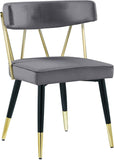 Rheingold Contemporary Dining Chair Set of 2 - Elegant Velvet Upholstery with Stylish Gold Accents