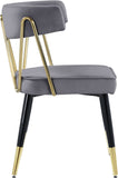 Rheingold Contemporary Dining Chair Set of 2 - Elegant Velvet Upholstery with Stylish Gold Accents