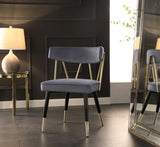 Rheingold Contemporary Dining Chair Set of 2 - Elegant Velvet Upholstery with Stylish Gold Accents