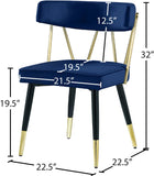 Rheingold Contemporary Dining Chair Set of 2 - Elegant Velvet Upholstery with Stylish Gold Accents