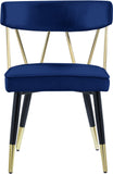 Rheingold Contemporary Dining Chair Set of 2 - Elegant Velvet Upholstery with Stylish Gold Accents