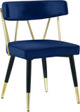Rheingold Contemporary Dining Chair Set of 2 - Elegant Velvet Upholstery with Stylish Gold Accents