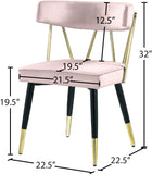 Rheingold Contemporary Dining Chair Set of 2 - Elegant Velvet Upholstery with Stylish Gold Accents