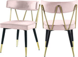 Rheingold Contemporary Dining Chair Set of 2 - Elegant Velvet Upholstery with Stylish Gold Accents