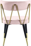 Rheingold Contemporary Dining Chair Set of 2 - Elegant Velvet Upholstery with Stylish Gold Accents