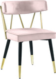 Rheingold Contemporary Dining Chair Set of 2 - Elegant Velvet Upholstery with Stylish Gold Accents