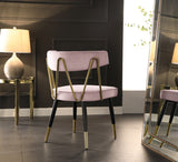 Rheingold Contemporary Dining Chair Set of 2 - Elegant Velvet Upholstery with Stylish Gold Accents