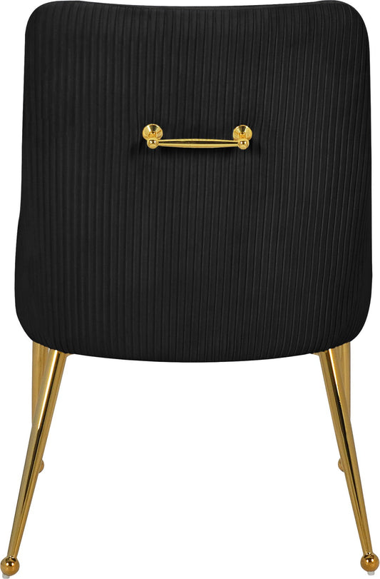 Ace Velvet Dining Chair Set - Elegant Contemporary Design with Pleated Back & Gold Accents