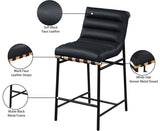 Burke Contemporary Counter Stool with Soft Upholstery and Sturdy Matte Black Metal Frame for Dining