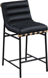 Burke Contemporary Counter Stool with Soft Upholstery and Sturdy Matte Black Metal Frame for Dining