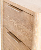 Oakwood Mid Century Nightstand - Solid White Oak, Cerused Finish, Custom Brass & Chrome Handles