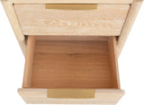 Oakwood Mid Century Nightstand - Solid White Oak, Cerused Finish, Custom Brass & Chrome Handles