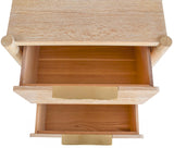Oakwood Mid Century Nightstand - Solid White Oak, Cerused Finish, Custom Brass & Chrome Handles