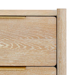 Oakwood Mid Century Nightstand - Solid White Oak, Cerused Finish, Custom Brass & Chrome Handles