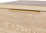 Oakwood Mid Century Nightstand - Solid White Oak, Cerused Finish, Custom Brass & Chrome Handles