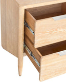 Oakwood Mid Century Nightstand - Solid White Oak, Cerused Finish, Custom Brass & Chrome Handles