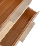 Oakwood Mid Century Nightstand - Solid White Oak, Cerused Finish, Custom Brass & Chrome Handles