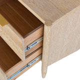 Oakwood Mid Century Nightstand - Solid White Oak, Cerused Finish, Custom Brass & Chrome Handles