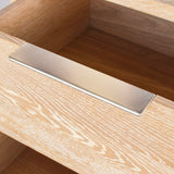 Oakwood Mid Century Nightstand - Solid White Oak, Cerused Finish, Custom Brass & Chrome Handles