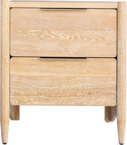 Oakwood Mid Century Nightstand - Solid White Oak, Cerused Finish, Custom Brass & Chrome Handles
