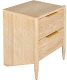 Oakwood Mid Century Nightstand - Solid White Oak, Cerused Finish, Custom Brass & Chrome Handles