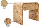Cresthill Mid Century Nightstand - Solid Burl Wood with Curved Design for Stylish Bedroom Storage