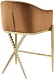 Xavier Saddle Velvet Counter Stool - Modern Barrel Seat with Gold Legs for Stylish Home Bars