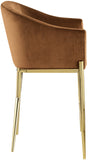 Xavier Saddle Velvet Counter Stool - Modern Barrel Seat with Gold Legs for Stylish Home Bars