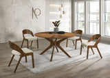 Woodson Mid Century Modern Dining Table with Rich Walnut Veneer and Solid Wood Base for Your Home