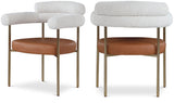 Blake Contemporary Dining Chairs Set of 2 - Stylish Soft Faux Leather and Durable Metal Frame
