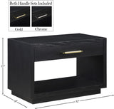 Avery Contemporary Night Stand with Rich Ash Veneer, Versatile Handles, and Stylish Storage Drawer