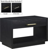 Avery Contemporary Night Stand with Rich Ash Veneer, Versatile Handles, and Stylish Storage Drawer