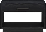 Avery Contemporary Night Stand with Rich Ash Veneer, Versatile Handles, and Stylish Storage Drawer