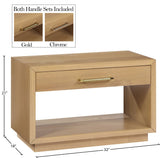 Avery Contemporary Night Stand with Rich Ash Veneer, Versatile Handles, and Stylish Storage Drawer