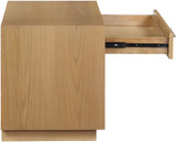 Avery Contemporary Night Stand with Rich Ash Veneer, Versatile Handles, and Stylish Storage Drawer
