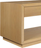 Avery Contemporary Night Stand with Rich Ash Veneer, Versatile Handles, and Stylish Storage Drawer