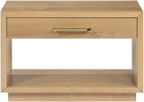 Avery Contemporary Night Stand with Rich Ash Veneer, Versatile Handles, and Stylish Storage Drawer