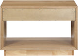 Avery Contemporary Night Stand with Rich Ash Veneer, Versatile Handles, and Stylish Storage Drawer