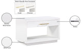 Avery Contemporary Night Stand with Rich Ash Veneer, Versatile Handles, and Stylish Storage Drawer