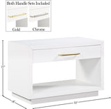 Avery Contemporary Night Stand with Rich Ash Veneer, Versatile Handles, and Stylish Storage Drawer