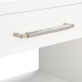 Avery Contemporary Night Stand with Rich Ash Veneer, Versatile Handles, and Stylish Storage Drawer