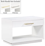 Avery Contemporary Night Stand with Rich Ash Veneer, Versatile Handles, and Stylish Storage Drawer