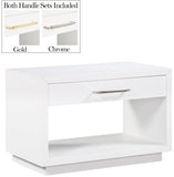 Avery Contemporary Night Stand with Rich Ash Veneer, Versatile Handles, and Stylish Storage Drawer